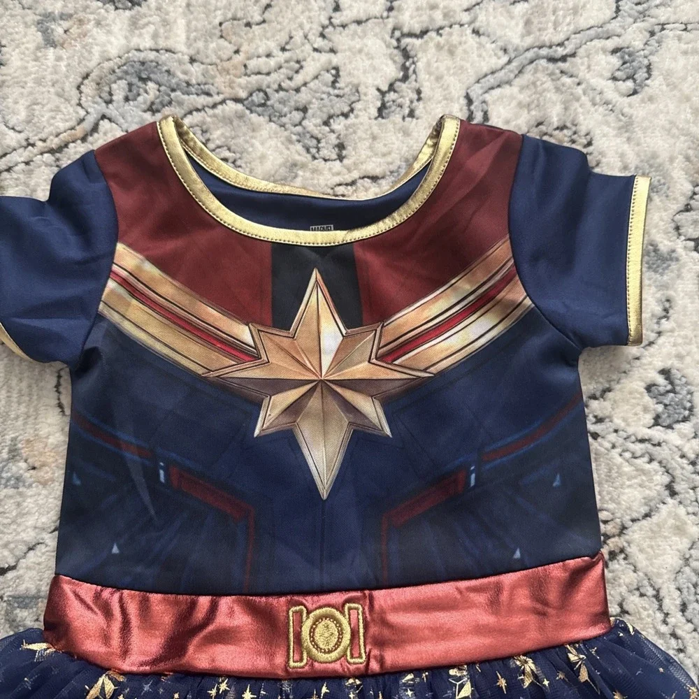 WONDER WOMAN Girls Kid Costume Gold Top Blue Tulle Skirt Size XS 4-5